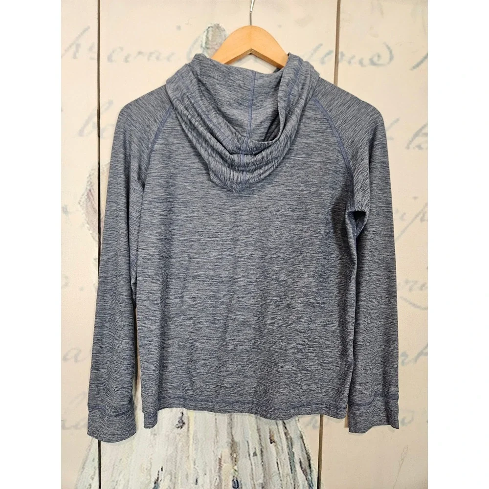 Hanna Andersson Hoodie 12 Blue Heather Active Raglan Thumbhole Pullover